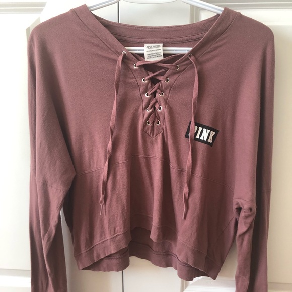 victoria secret pink varsity long sleeve crop top - Picture 2 of 7